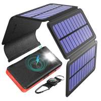 5 pcs solar panels portable Qi wireless charger 16000mAh solar charger  powerbank