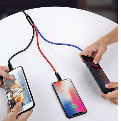 ICEBINGO 2.4A Fast 3 Head 3 In 1 Baseus Charging Mobile Phone Charging 3 in 1 Micro USB Type C Charger Cable For iPhone Samsung