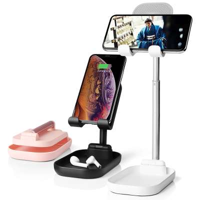 Wireless Charger and Universal Angle Adjustable Telescopic Mobile Phone Desktop Stand Aluminum Tablet Cell Phone Stand Holder